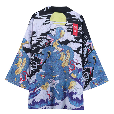 Harajuku, ocho cabezas de serpiente de Kimono con estampado, ropa tradicional japonesa para hombres y mujeres, bata de Anime holgada, cárdigan de calle Yukata ► Foto 1/6