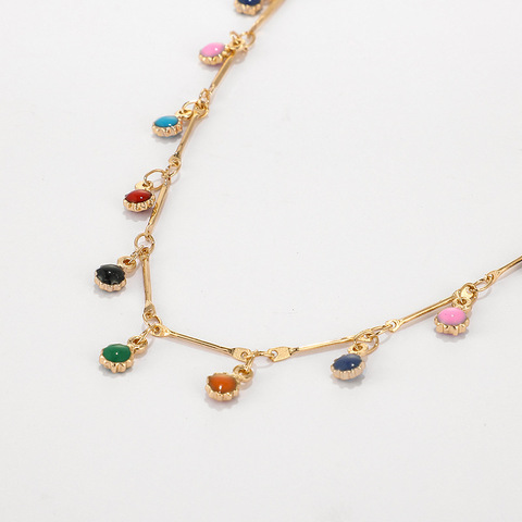 2022 Bohemia collar de oro para las mujeres colorido encantador piedra cadena de eslabones hechas a mano collares joyería de las mujeres, regalo de cumpleaños ► Foto 1/6