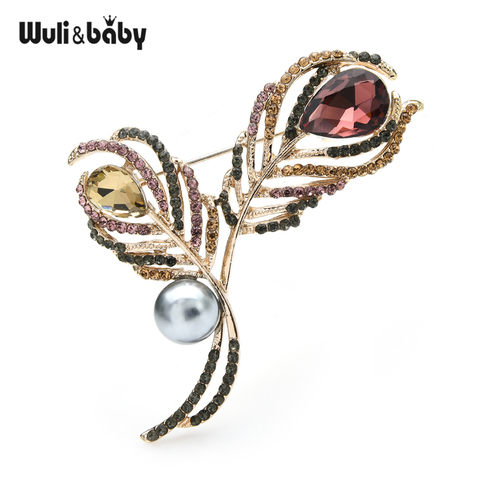 Wuli & baby-broches de plumas para boda, banquete, oficina, para mujer, broche, alfileres, regalos ► Foto 1/3