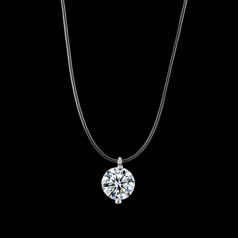 Collar de línea de pesca transparente para mujer, collar de cadena Invisible de plata, collar de gargantilla de diamantes de imitación para mujer, regalo para mujer ► Foto 1/6