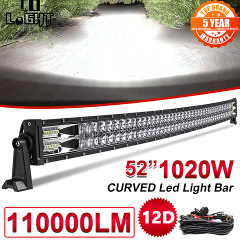 CO LIGHT-Barra de luces Led curvada de 22, 32, 42 y 52 pulgadas, 420W, 620W, 820W, 1020W, COMBO de doble fila para conducción fuera de carretera, coche, Tractor, camión, 4x4, SUV, ATV ► Foto 1/6