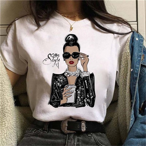 Maycaur-Camiseta estampada para mujer, Camiseta con estampado con dibujo a la moda para mujer, ropa de mangas cortas de estilo coreano Harajuku ► Foto 1/6