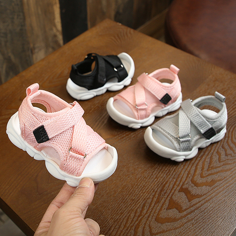 Sandalias de lona para niños y niñas, zapatos de verano para caminar y para la playa, color negro, gris y rosado, para bebés y niños pequeños, D04143, 2022 ► Foto 1/6