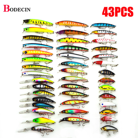 43 piezas mar señuelos artificiales para la pesca cigüeñal Topwater conjunto Wobblers Pike Trolling señuelo duro Peche Swimbait falso cebos los Trolls ► Foto 1/6