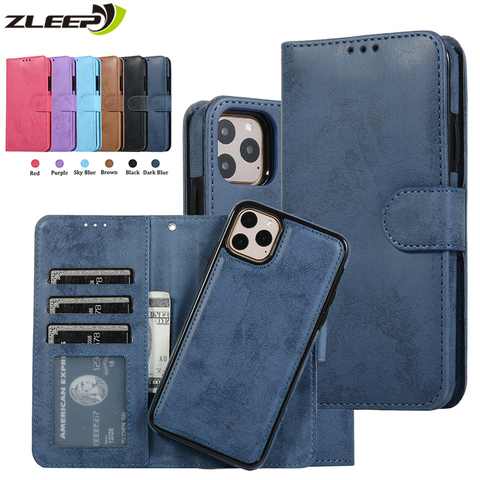 Funda removible de cuero de lujo para iPhone SE 2022 12 Mini 11 Pro XR XS Max 6 6s 7 8 Plus 5 5s, billetera con tapa para tarjetas ► Foto 1/6