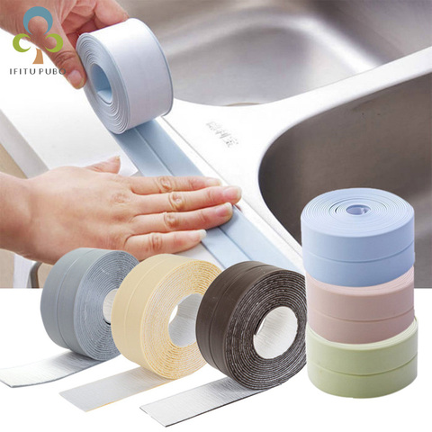 Tira selladora de pared de baño, 1 rollo, impermeable, a prueba de agua, cinta autoadhesiva moho, cinta selladora para bordes de fregadero de cocina, 3,2 M x 2,2 CM ZXH ► Foto 1/5