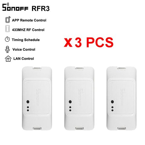 SONOFF-interruptor inalámbrico RFR3 para automatización del hogar, controlador remoto de 433Mhz, módulos de relé DIY, compatible con RM433, 3 uds. ► Foto 1/6