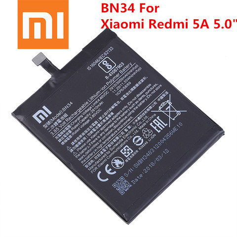 Xiaomi-batería Original BN34 para Redmi 5A, 3000 