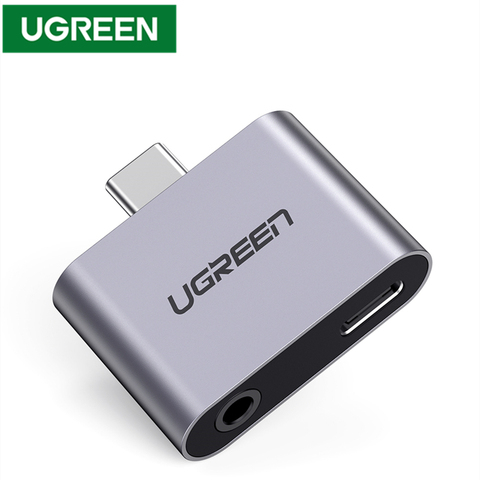 UGREEN 2-en-1 USB C carga y Audio tipo C a 3,5mm aux auriculares Jack adaptador para oneplus 7T pro Huawei P30 aux convertidor ► Foto 1/6