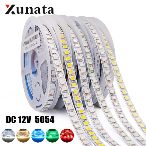 Tira de luces LED de 12V CC 5054, IP21, IP65, IP67, resistente al agua, 60LED/m, 120LED/m, cinta Flexible de luz blanca Natural/azul hielo/rojo, 5 m/lote ► Foto 1/6