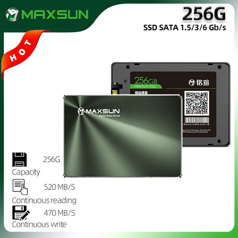 MAXSUN-disco duro interno de estado sólido para ordenador portátil y de escritorio, Unidad de nuevo SATA completa SSD de 2,5 pulgadas, 256 GB, SATA 520/1,5 GB/s, 3/6 MB/s ► Foto 1/6