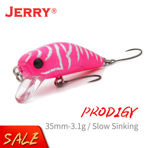 Jherprodigy-señuelo de Pesca giratorio de 35mm, cebo duro con gancho único, bujía de hundimiento lento de agua dulce, Micro Wobbler ► Foto 1/6