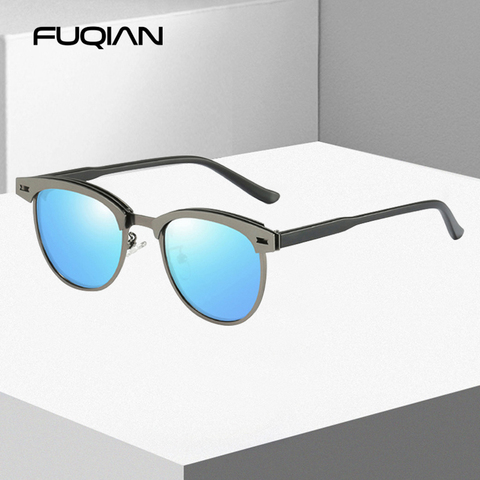 FUQIAN-gafas de sol polarizadas de Metal para hombre y mujer, diseño de marca de lujo con anteojos de sol, redondas y pequeñas, para conducir, TR90, 2022 ► Foto 1/6