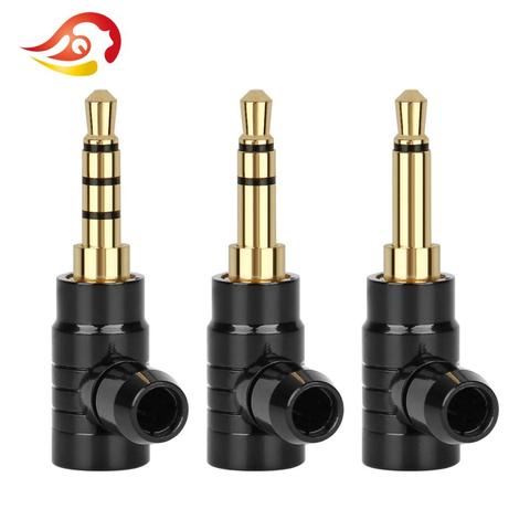 QYFANG-conector de cable curvo tipo L para auriculares, Conector de cobre chapado en oro de 3,5mm, adaptador de Metal estéreo de 2/3/4 polos ► Foto 1/6