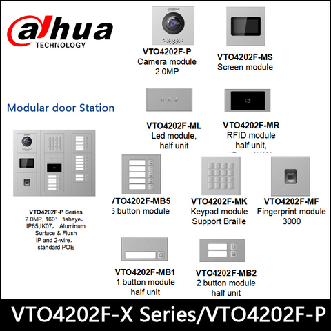 Dahua-Estación de VTO4202F-X Modular para exteriores, cámara de ojo de pez de alta definición, 2MP, control de acceso de voz y vídeo, VTO4202F-P ► Foto 1/3