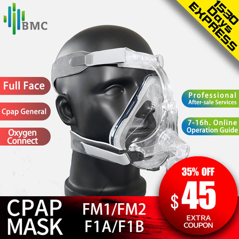 BMC FM1/FM2/F1A/F1B mascarilla facial completa para ronquidos para uso médico Material CPAP BiPAP tamaño S/M/L con sombrero envío gratis ► Foto 1/6