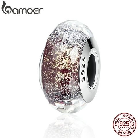 BAMOER-pulsera de plata de primera ley con cuentas para mujer, brazalete, plata esterlina 925, diseño europeo, amuleto de cristal de Murano, SCZ061 ► Foto 1/6