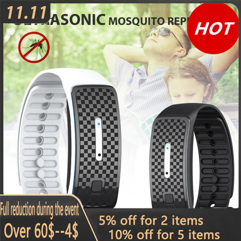 Pulsera repelente de mosquitos con ultrasonido, novedad de 2022, pulsera repelente de insectos para exteriores, correa para la muñeca, carga rápida contra insectos para niños ► Foto 1/6