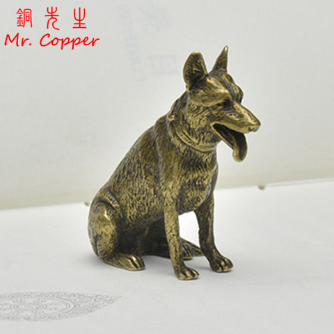 Figuras en miniatura Vintage de cobre para perro de la suerte, adornos pequeños de escritorio, animales de latón clásicos chinos, decoración para el hogar para mascotas ► Foto 1/6