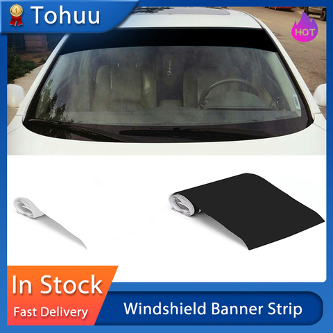 Tira de Banner de parabrisas de vinilo, pegatina de raya de automovilismo, para ventana, parasol para coche, pegatinas decorativas, adhesivo protector solar en blanco, 6 