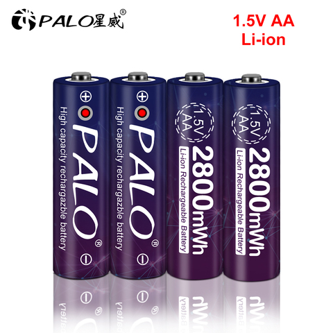 PALO 100% Original de 1,5 V AA batería recargable de Li-ion de 1,5 V baterías de juguete eléctrico de juguete linterna reloj de la Cámara calculadora ► Foto 1/6