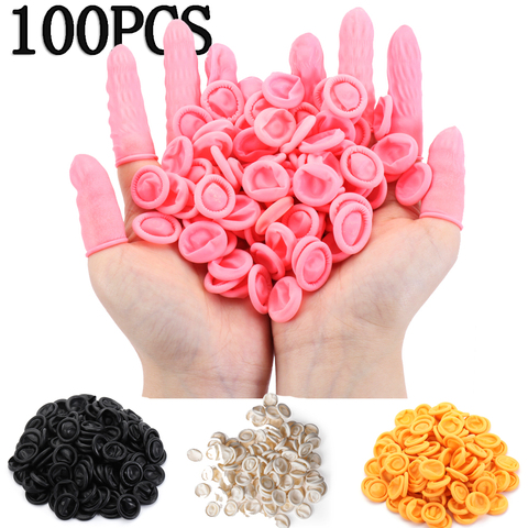 100 Uds desechables Protector para puntas del dedo guantes de goma antideslizante dedo tapa cunas Color puro Durable dedos herramienta ► Foto 1/6