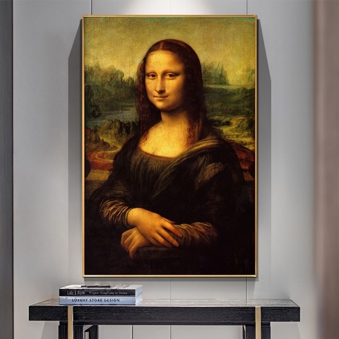 Pinturas en lienzo de la Mona Lisa arte famoso de Leonardo Da Vinci, pósteres de pared e impresiones artísticos, imagen de arte clásico para sala de estar ► Foto 1/6