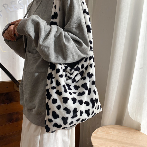 Bolso de mano con estampado de vaca para mujer, bandolera de gran capacidad, informal, sencilla, a la moda ► Foto 1/6