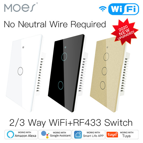 Nuevo WiFi inteligente interruptor de luz RF433 No Neutral solo Alambre de fuego vida inteligente Tuya Control DE App funciona con Alexa Google 110V 220V ► Foto 1/6