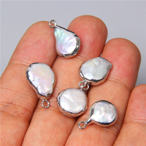 Venta al por mayor, 3 uds. Colgante de perlas de agua dulce naturales, abalorio de perlas naturales de plata para la fabricación de joyas, pendientes, pulsera, accesorios ► Foto 1/5