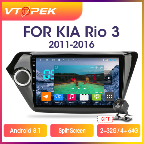 Vtopek-Radio Multimedia con GPS para coche, Radio con reproductor, 9 pulgadas, 4G + WiFi, 2Din, Android, para KIA RIO 3, 2011, 12, 13, 14, 15, 2016, K2 ► Foto 1/6