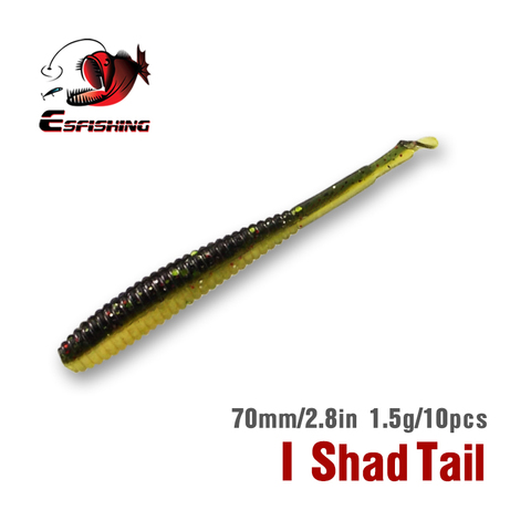 Esfishing Señuelos de Pesca cebos blandos que Shad cola 70mm 1,5g Señuelos de Pesca de plástico cebos carpa Leurre Souple de agua salada ► Foto 1/5