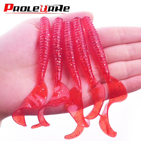 10 unids/lote plantilla Wobblers suave cebo 8cm 4,3g tiempo gusanos para pesca olor con sal Artificial de señuelos para carpa bajo los nadadores ► Foto 1/6