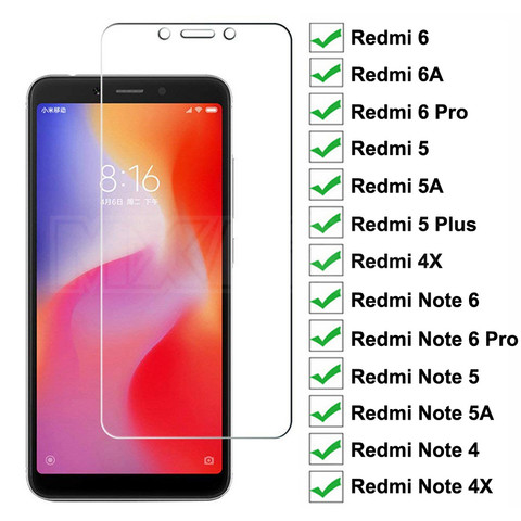 De vidrio templado 9H para Redmi Pro 6A 5 Plus 5A 4X S2 ir K20 pantalla cristal Protector Redmi Note 6 5 5A 4 4X película protectora Pro ► Foto 1/6