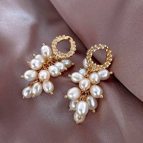 Pendientes colgantes de perlas de múltiples capas para mujer, joyería blanca con estilo elegante, novedad de 2022 ► Foto 1/6