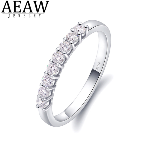 AEAW-anillo de compromiso y boda de corte redondo DF para mujer, oro blanco de 14k, 0,25 CTW, 2mm, moissanita Lab, banda de diamante cultivado ► Foto 1/6