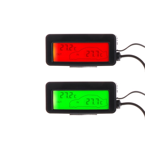 Termómetro Digital LCD a Color para coche, Mini Monitor de temperatura Interior y Exterior de coche, Sensor de Cable de 1,5 M, 12V ► Foto 1/6