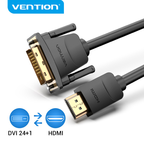Vention Cable HDMI a DVI DVI-D 24 + 1 Pin Cable macho a macho HD 1080P HD Convertidor para PS4 proyector HDTV adaptador de DVI a HDMI Cable ► Foto 1/6