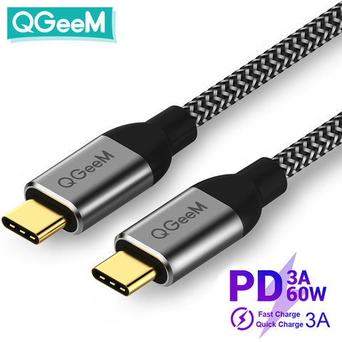 QGeeM USB 3,1 tipo C para USB-C Cable Gen2 PD 60W USB-C USB-C a de carga de Cable de Nylon Cable de Cable para Samsung S9 S8 Macbook Pro ► Foto 1/6