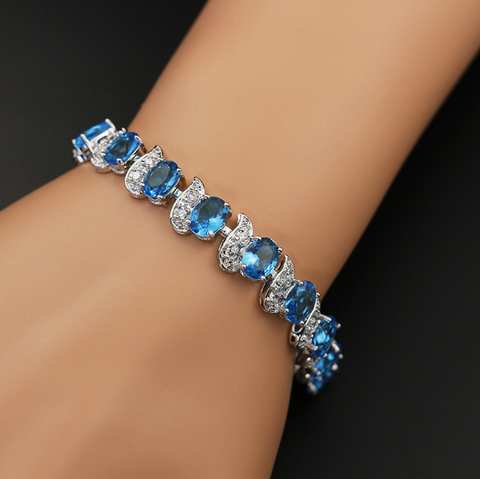 Pulsera de compromiso con incrustaciones de cristal de Color exquisito para mujer, joyería de boda ► Foto 1/6