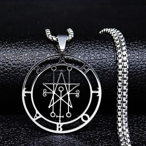 Astaroth sello Goetia collar de acero inoxidable Salomón demonio sello Satanás sello satanique parche PIN joyas collier femme N3034S03 ► Foto 1/6