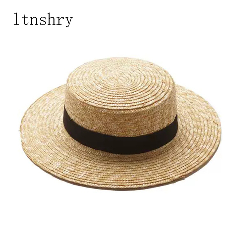 2022 popular verano las mujeres Fedora sombrero femenino de playa Casual sombrero Panamá dama marca clásico plano Bowknot sombrero de paja de las mujeres Fedora ► Foto 1/6