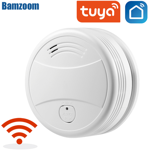 Tuya-Detector de humo con WIFI, Sensor de alarma de protección contra incendios, inalámbrico, funciona con batería, alerta inteligente de seguridad para el hogar ► Foto 1/4