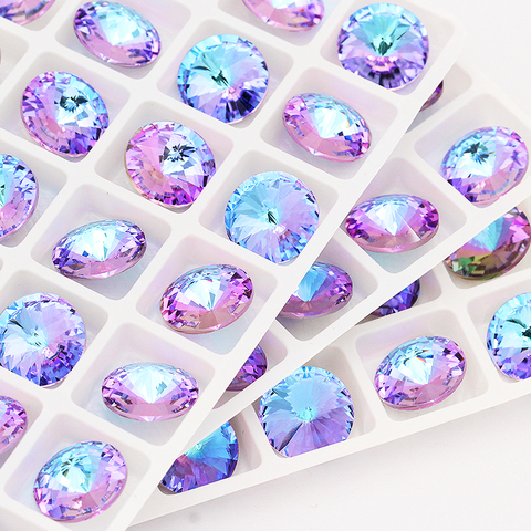 Piedras de cristal redondas mixtas K9 con rosas azules, apliques de diamantes de imitación, para manualidades, pegamento, decoración de ropa de Navidad ► Foto 1/6