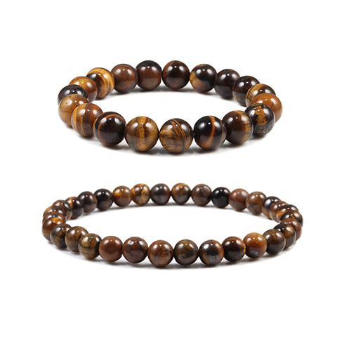 Pulsera de cuentas de piedra Natural de ojo de tigre para hombre ► Foto 1/6