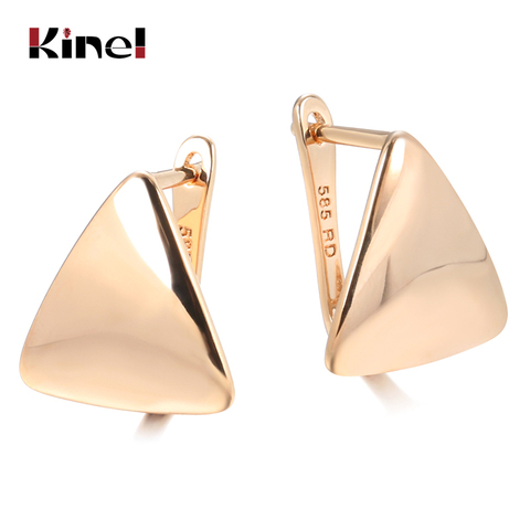 Kinel moda novedosa brillante pendientes 585 oro rosa Simple triángulo aretes para las mujeres alta calidad diaria joyería fina ► Foto 1/6
