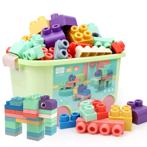 Bloques de construcción de plástico suave 3D para niños, juguete en caja para morder, compatibles con mordedores de mano táctiles, bloques de goma DIY, regalo para niños ► Foto 1/6