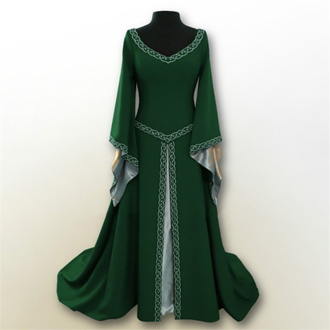 Disfraces medievales del siglo 18 para mujer, vestido moderno largo, 6 colores, para fiesta europea, Retro tradicional ► Foto 1/6