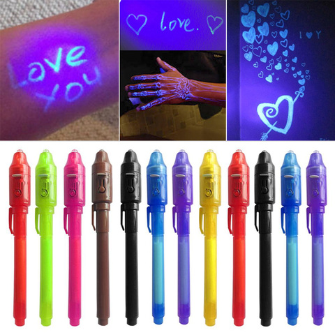 Bolígrafo de tinta Invisible, bolígrafo luminoso con protección UV para dibujar, actividades divertidas, Fiesta infantil, regalo de los estudiantes, escuela, 2 en 1 ► Foto 1/6