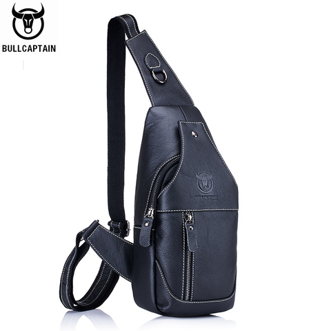 BULLCAPTAIN-bandolera multifuncional para hombre, bolso de pecho de viaje de corta distancia, de cuero, para negocios ► Foto 1/6